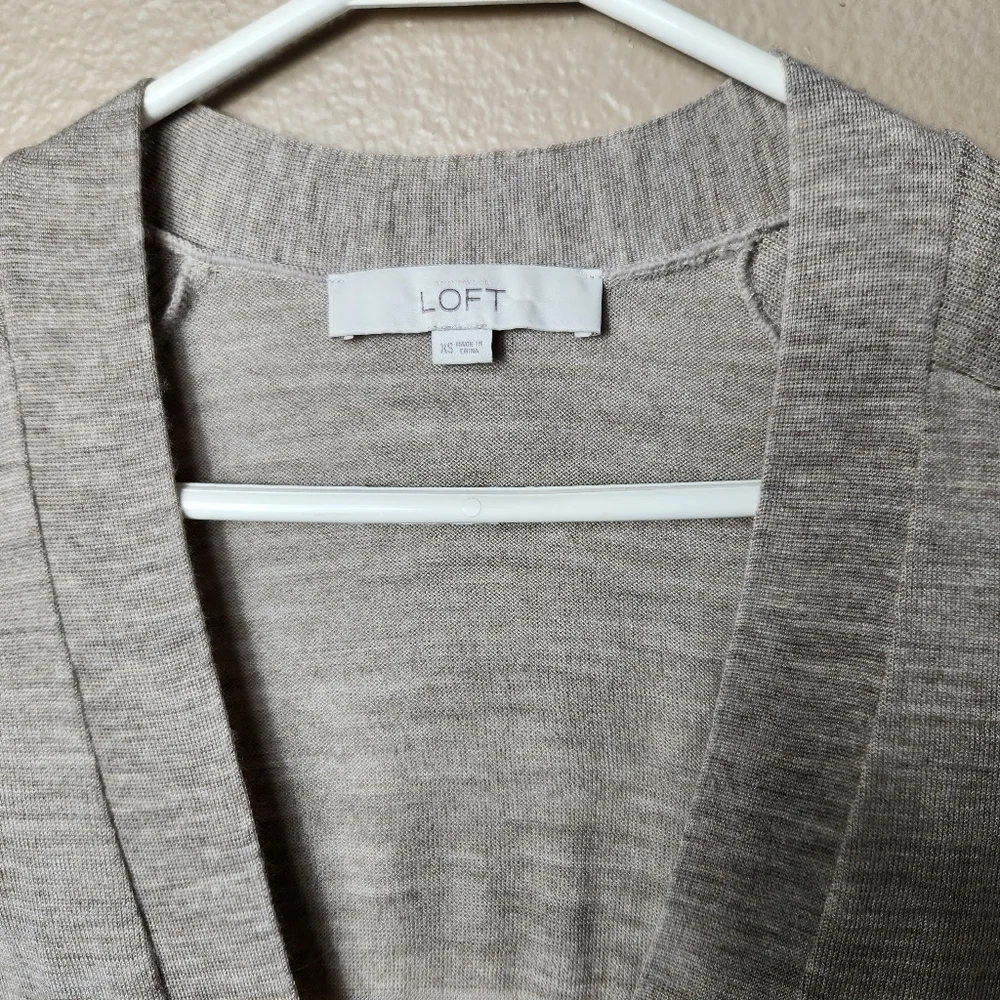Loft Womens Tan Large Stripe Lightweight Wool Blend Vneck Cardigan-Size XS